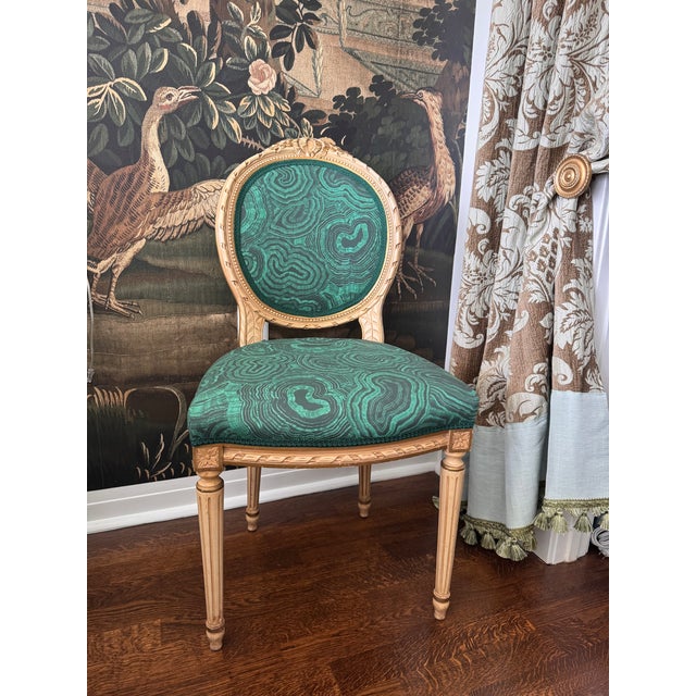 Vintage Louis XVI Malachite Side Chair For Sale - Image 4 of 10