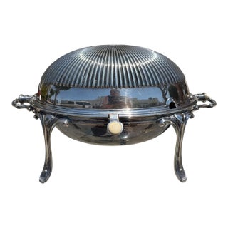 Antique Regency Style Silver Plated Entre Dish W Rotating Dome For Sale