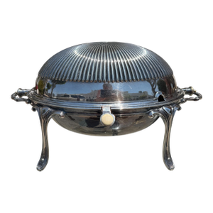 Antique Regency Style Silver Plated Entre Dish W Rotating Dome