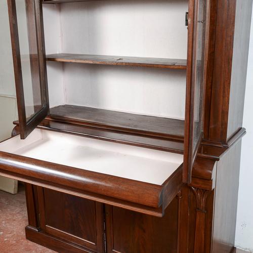 Wood Mahogany Veneered 2-Body Display Cabinet For Sale - Image 7 of 9