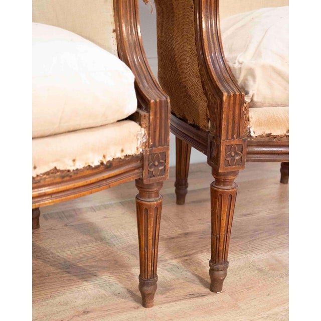 Beige Pair of French Bergères, circa 1830 For Sale - Image 8 of 8