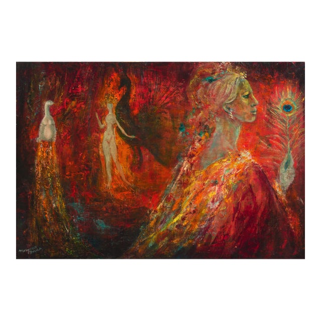 'Transcendentalist Figural Oil' by Marguertie Bordet, Paris, Académie De La Grande Chaumière, Geneva For Sale