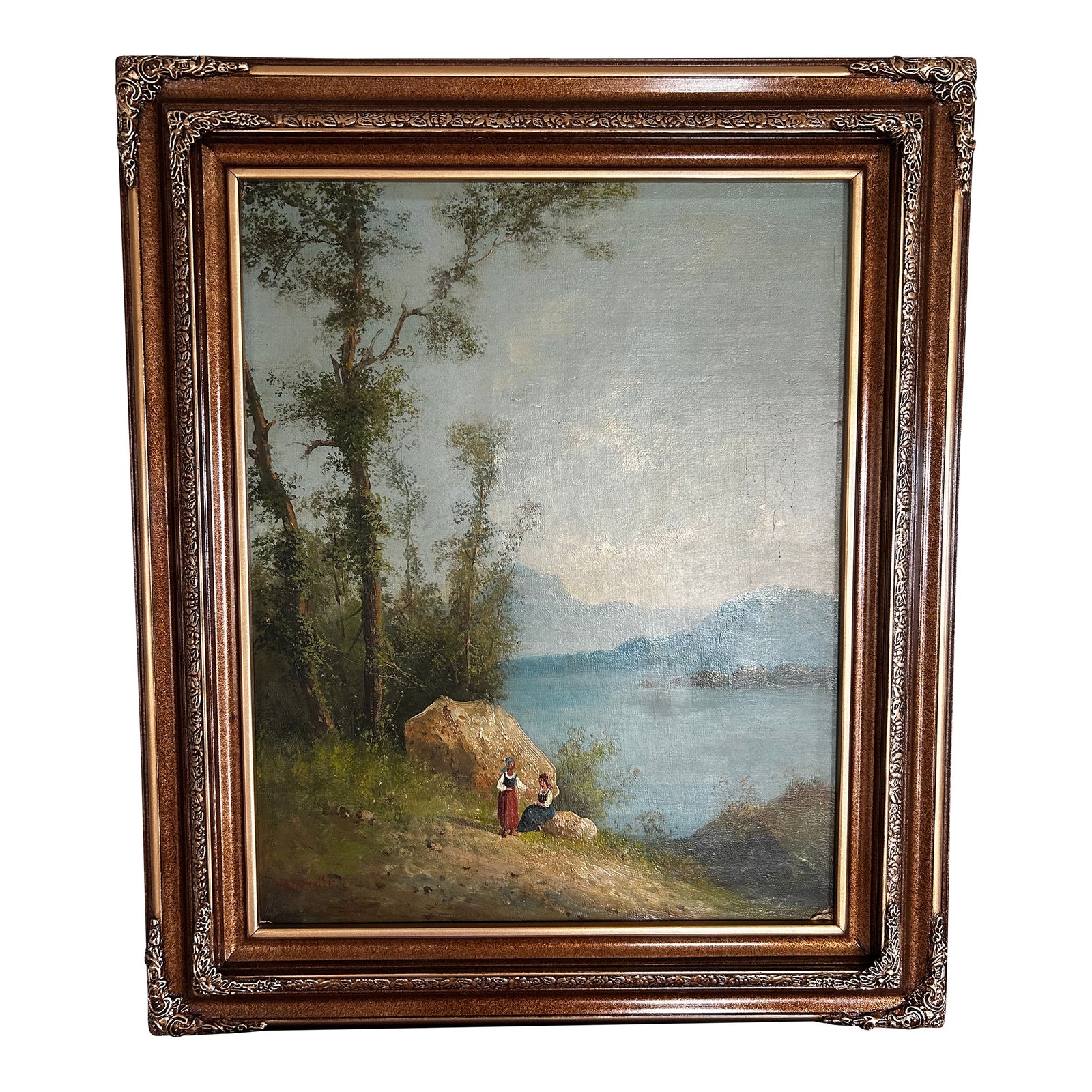 Antique Original Oil Painting, Giuseppe Carelli, Attr. Italian ...