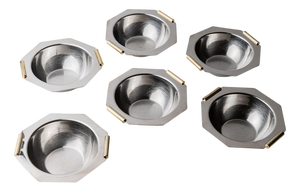 Vintage Stainless Steel Bowls with Gilt Handles, 1980s, Set of 6