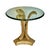 A 3/4” glass top with ovolo edge rests atop a gilded base featuring three swirling ostrich plumes separated by an orb at...