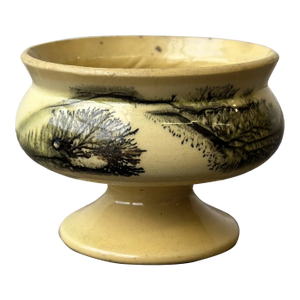 Antique Salt Cellar in Seaweed Yellow Ware, Circa Early-Mid 19th Century