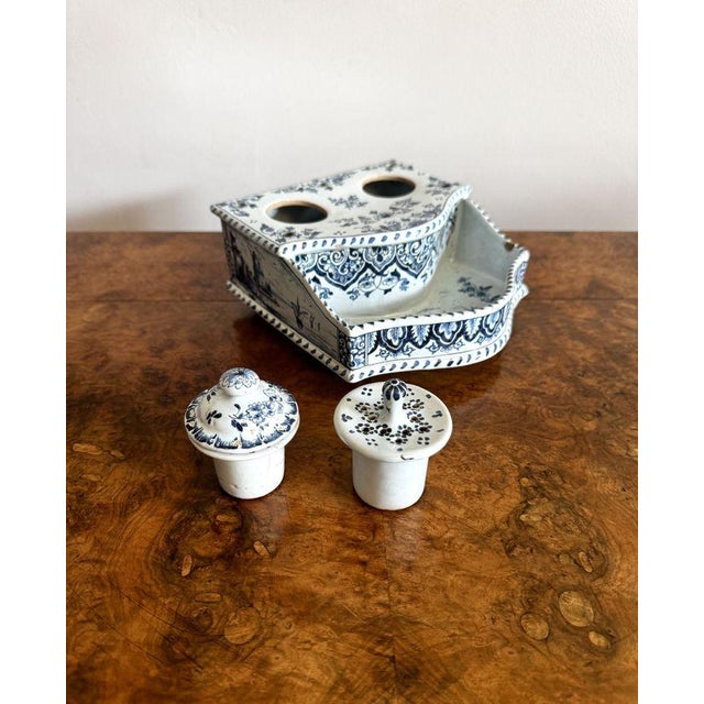 Antique Dutch Delft Inkstand, 1880, Set of 3 For Sale - Image 4 of 7