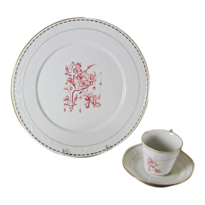 1990’s Vintage/New Hand-Painted 3-Piece Place-Setting Renaissance Monogram R