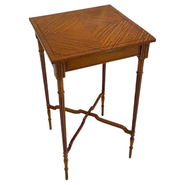 Antique Edwardian Satinwood Inlaid Lamp Table For Sale