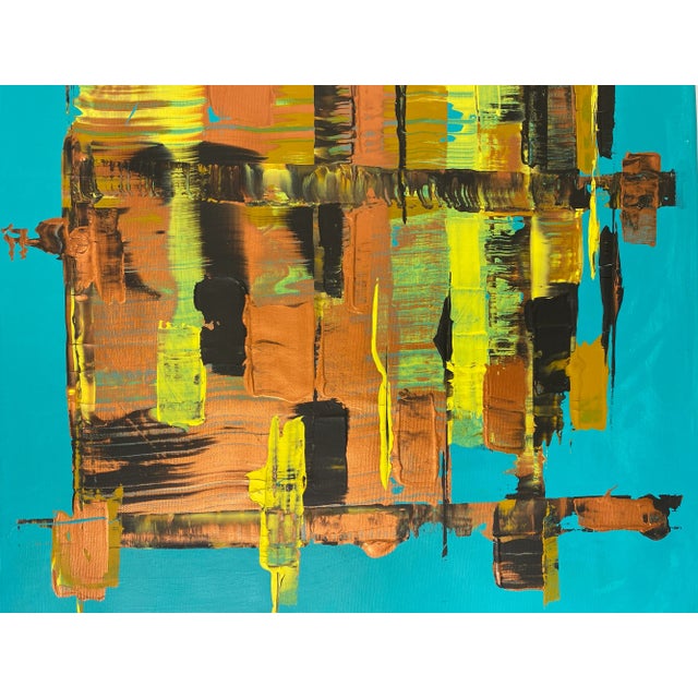 Textile Modern Abstract Painting on Canvas, Signed, 21st Century, France For Sale - Image 7 of 8