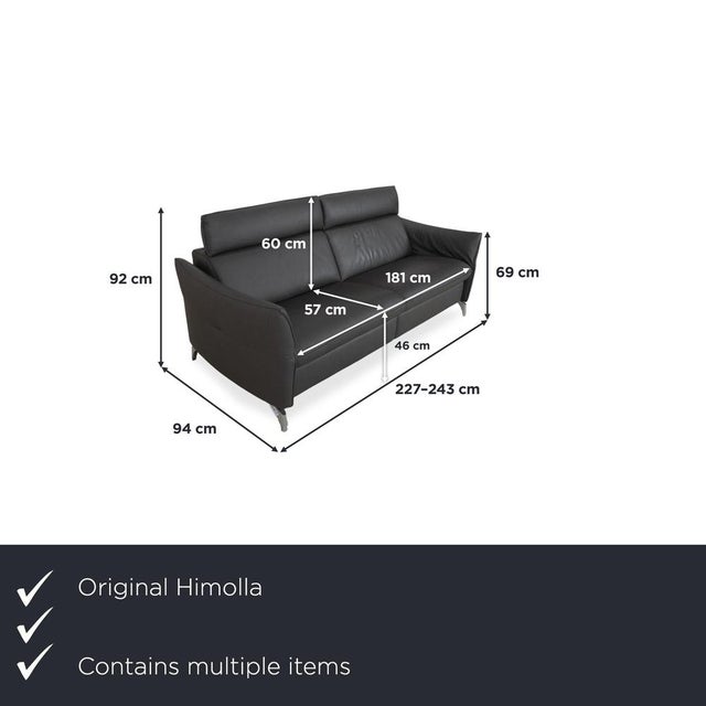 Modern Two-Seater and Three-Seater Leather Sofa in Grey with Manual Function from Himolla Weilheim, Set of 2 For Sale - Image 3 of 18