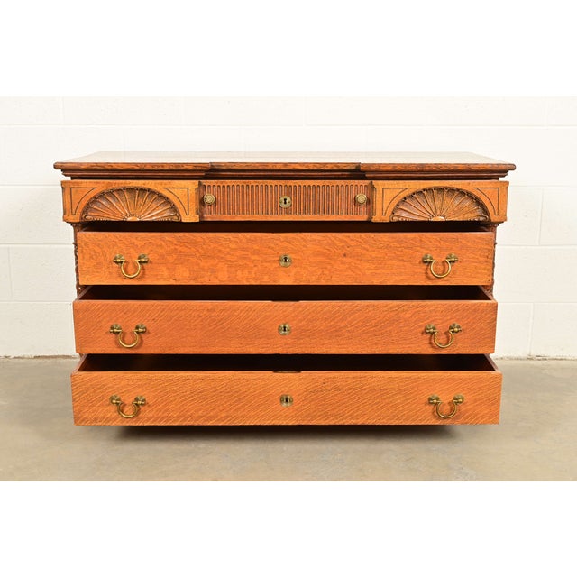 Herter Brothers Herter Brothers Style Antique Victorian Carved Oak Dresser or Chest of Drawers, Circa 1890s For Sale - Image 4 of 15