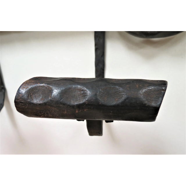 Antique French Oak and Wrought Iron Hat Rack For Sale - Image 4 of 9