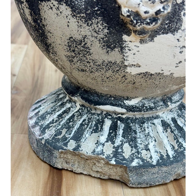 Vintage Greek Key and Grape Motif Concrete Planter Pair For Sale - Image 9 of 9