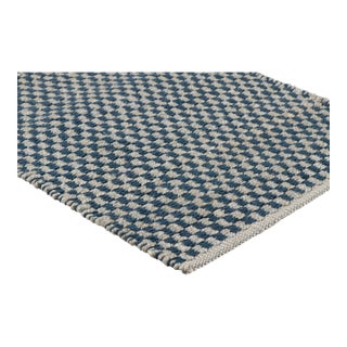 Part & Parcel Goods Textured Check Runner, 2’6”x10’, Sky Blue and Sapphire For Sale