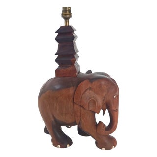 Vintage Art Deco Elephant Lamp in Wood, 1940s-1950s For Sale