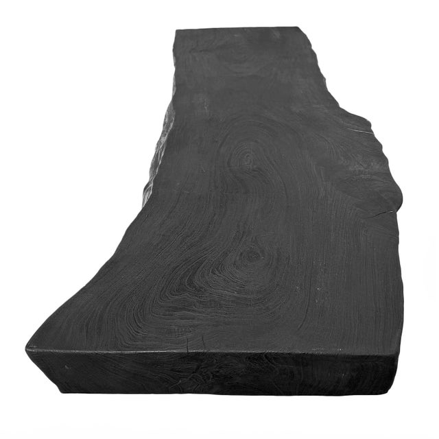 Black Natural Edge Slab Organic Modern Bench/Coffee Table For Sale - Image 4 of 9