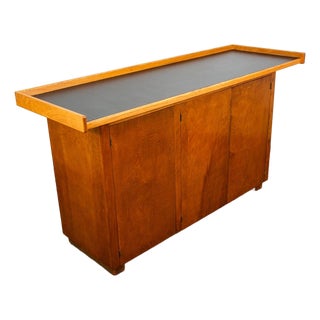 Mid Century Modern Cabinet Custom Bar Liquor White Oak Cabinet Shelves 72" Black For Sale