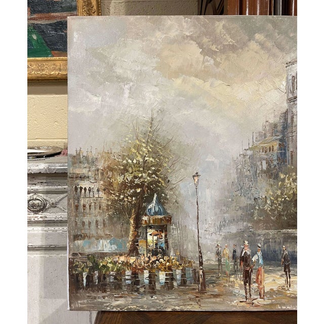 Mid 20th Century Pair of Mid-Century Parisian Scenes Oil on Canvas Paintings Signed C. Burnett For Sale - Image 5 of 13