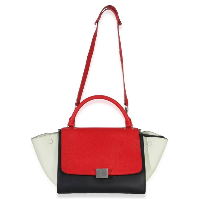 Red Red Black White Grained Calfskin Small Trapeze Bag For Sale - Image 8 of 9