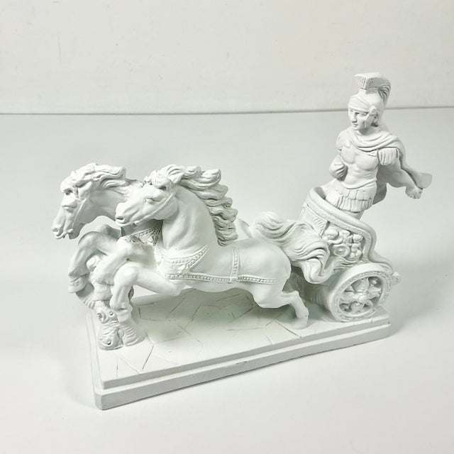 Sculpture Materials 1970s Vintage Roman Empire Hellenistic Charioteer and Two Horse Chariot Plaster Sculpture. For Sale - Image 7 of 13