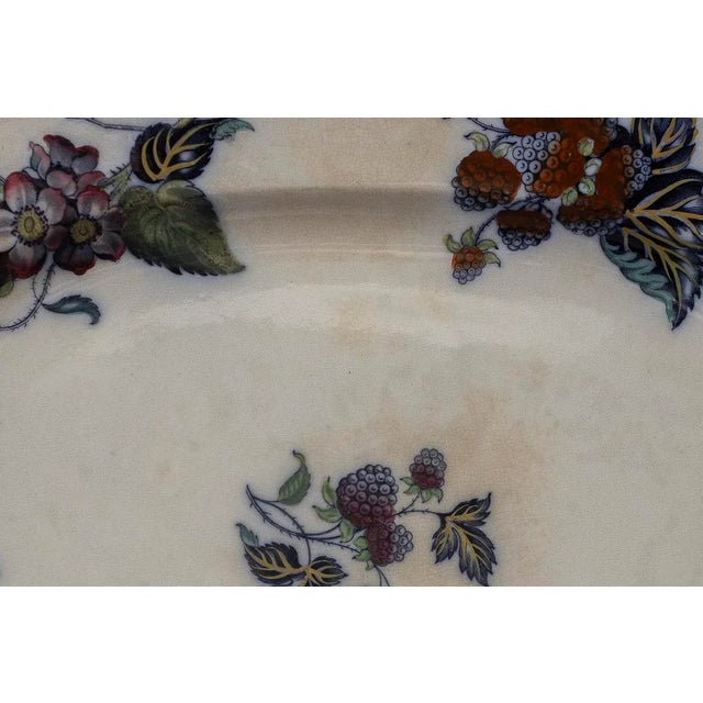 Antique English Ironstone “Blackberry” Platter by w.b. — 19th-Century Transferware, Hand-Painted Details For Sale - Image 10 of 11