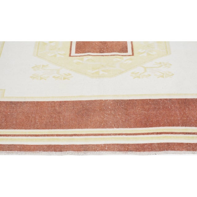 1960s Vintage Turkish Oushak Hand Knotted Rug With Organic Wool and Soft Texture,5'2"X7'3" For Sale - Image 4 of 6