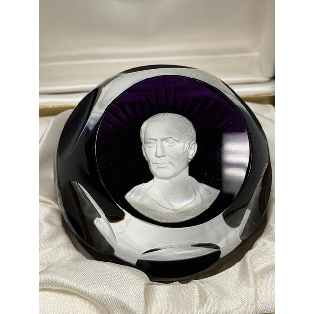 Franklin Mint 1976 Baccarat France Julius Caesar Purple Sulphide Paperweight For Sale In Philadelphia - Image 6 of 14