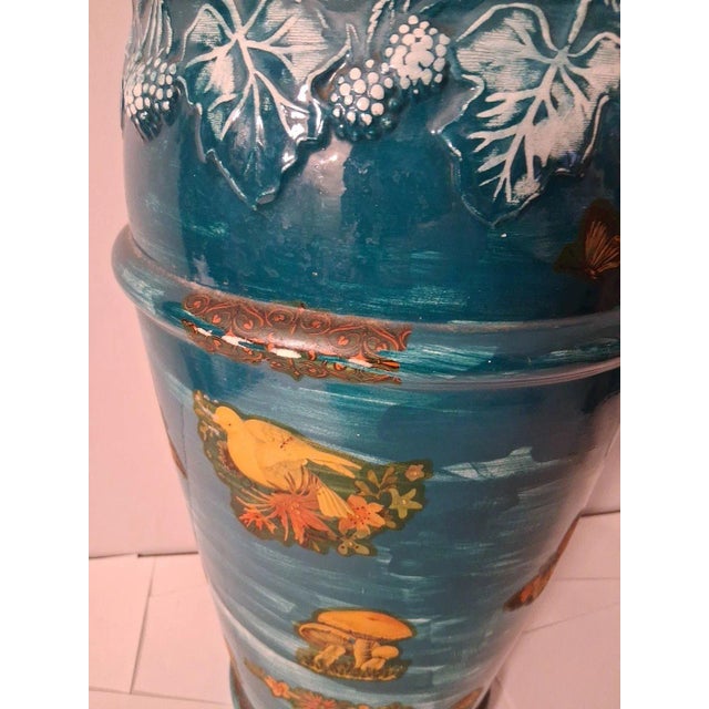 Vintage 1970 Ceramic 19 Inch Flower Pot Vase Umbrella Holder For Sale In Charlotte - Image 6 of 10