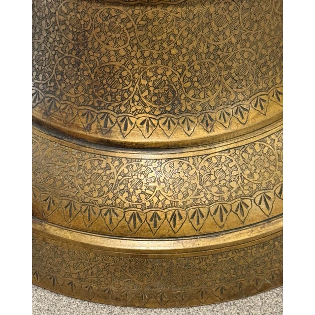 Antique Moorish Hand Etched Copper Foot Urn For Sale - Image 10 of 12