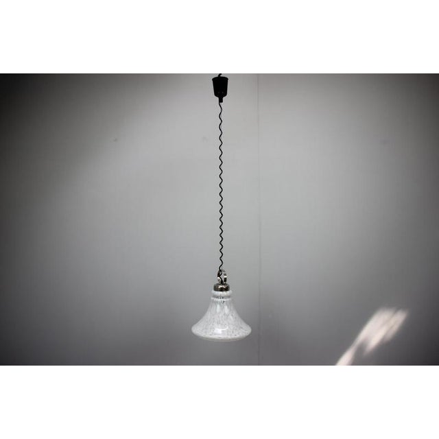 Glass Mid-Century Czechoslovak Glass Pendant Lamp with Marbled Shade, 1970s For Sale - Image 7 of 13