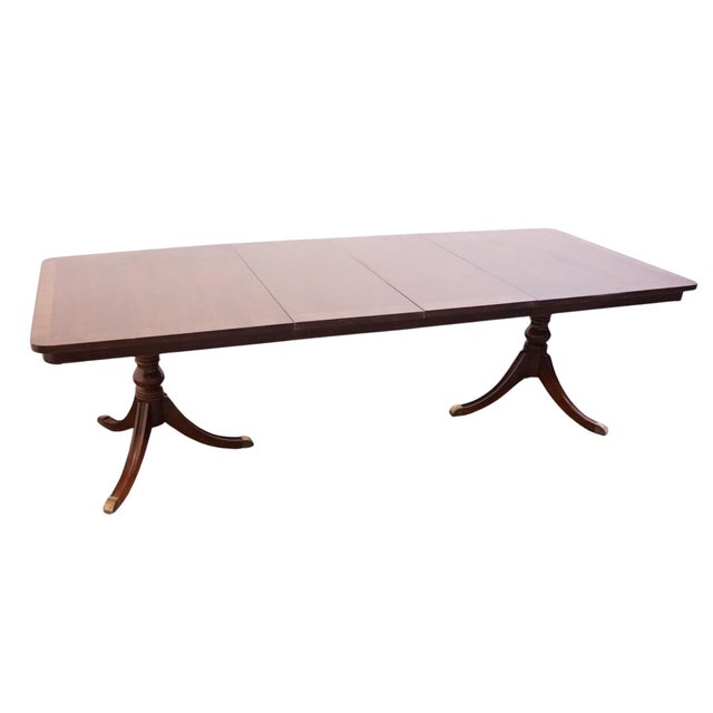 BERNHARDT FURNITURE Solid Mahogany Traditional Duncan Phyfe Style 100" Double Pedestal Dining Table 238-246 29.5" High...
