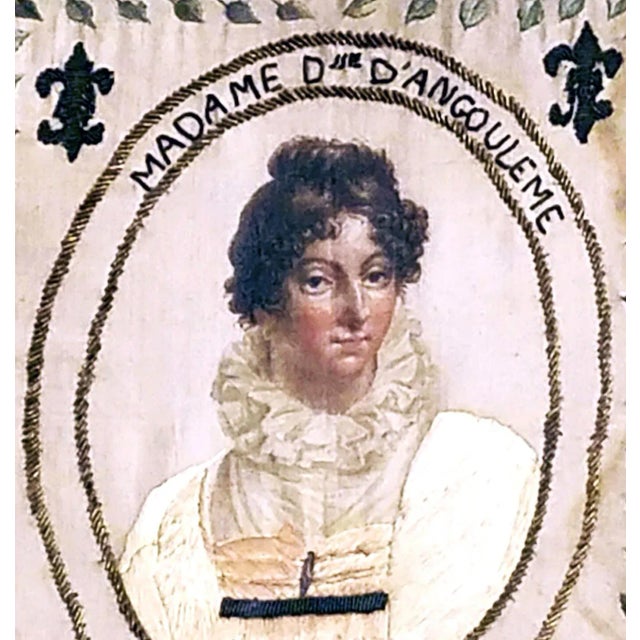 Textile French Royal Silkwork Portrait of Marie Thérèse of France, Duchesse D’Angoulême, Daughter of Marie Antoinette France, Circa 1814–1824 For Sale - Image 7 of 7
