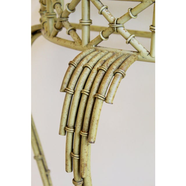 Vintage Hollywood Regency Faux Bamboo Console Table & Mirror Set Demilune Palm Beach Regency 1970s For Sale - Image 14 of 18
