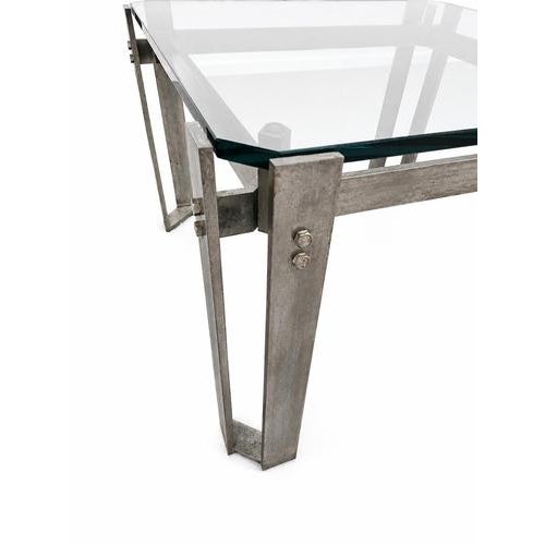 2000 - 2009 Brutalist Coffee Table in Metal and Glass, 1980s For Sale - Image 5 of 8