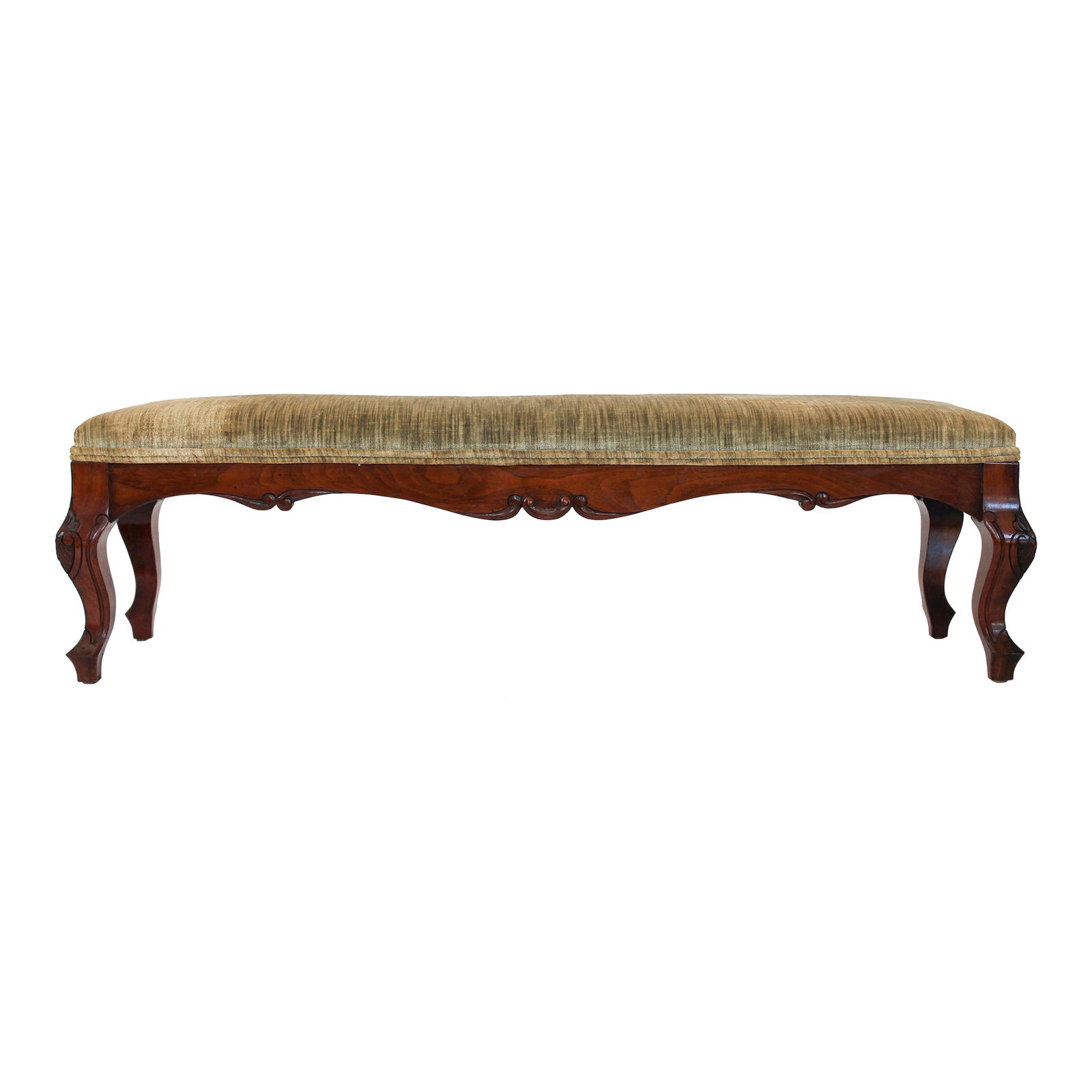 Vintage Upholstered Low Bench | Chairish