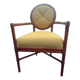 Vintage McGuire San Francisco Rattan Target Back Arm Chair For Sale