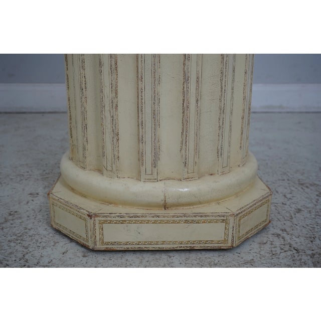 White Maitland Smith Leather Wrapped Column Pedestal For Sale - Image 8 of 10
