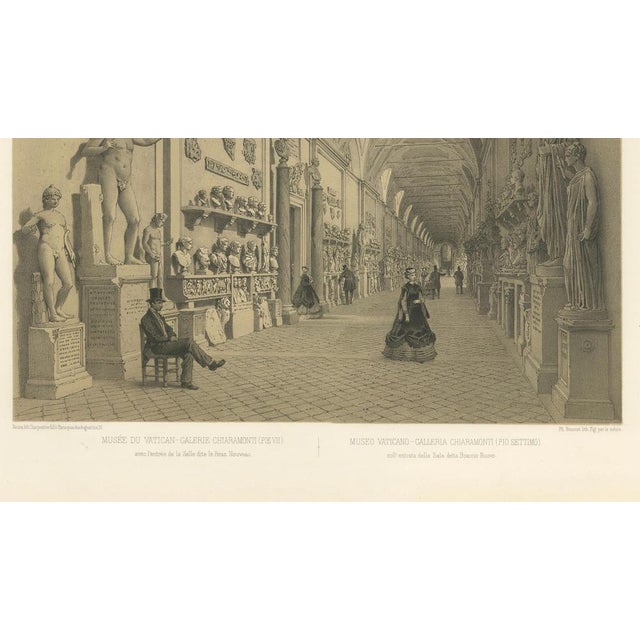 Benoist, Rome Vatican Gallery, Classical Sculpture Interior, 1869, Print For Sale - Image 4 of 10