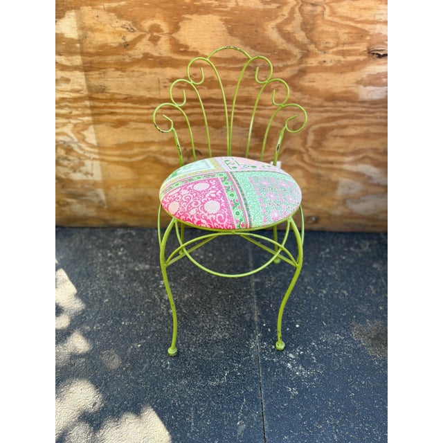 1970s 1970s Vintage Green Iron Peacock Garden Chair or Vanity Chair For Sale - Image 5 of 12