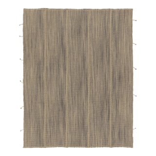 Rug & Kilim’s Contemporary Kilim, Beige with Gray Textural Stripes For Sale