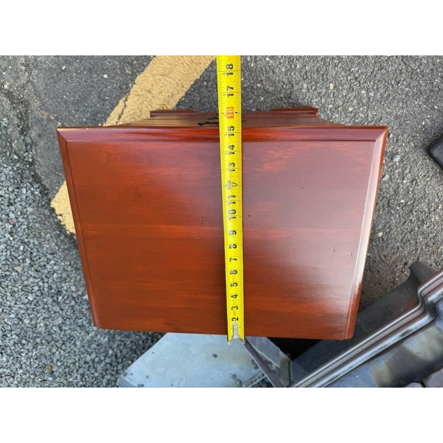 Pair of Vintage Georgian Style Cherry Wood 3 Drawer Nightstands or Bedside Tables For Sale - Image 13 of 14