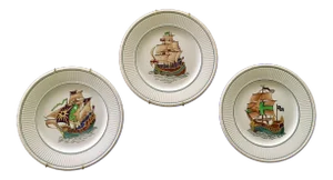 Wedgewood Etruria England 9" Edme Plates With Viking Ships - Set of 3