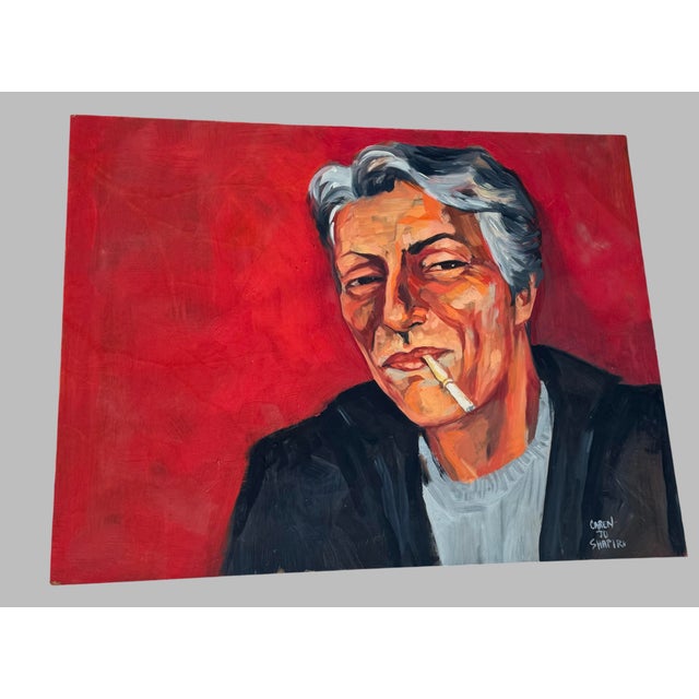 Cj Shapiro Original Oil Painting of Man Smoking. For Sale - Image 4 of 5