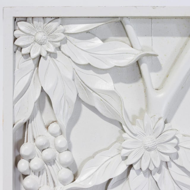 Pair of Modern White Relief Wall Panels With Bird and Grape Motifs For Sale - Image 12 of 16