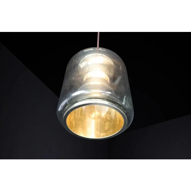 Glass Mid-Century Smoked Glass Pendant attributed to Erco Leuchten, Germany, 1970s For Sale - Image 7 of 10