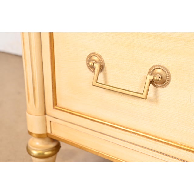 Kindel Furniture French Regency Louis XVI Cream Lacquered Parcel Gilt Dresser For Sale In South Bend - Image 6 of 11