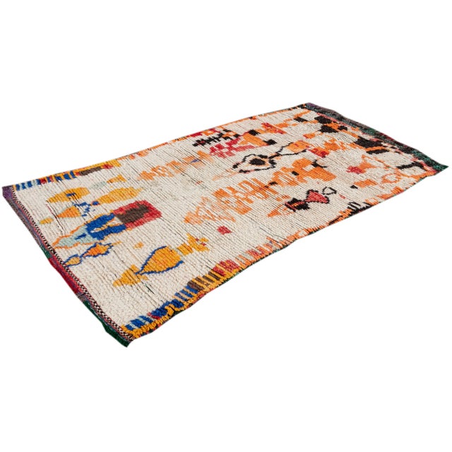 Vintage Tribal Ivory Moroccan Wool Scatter Rug For Sale - Image 4 of 10