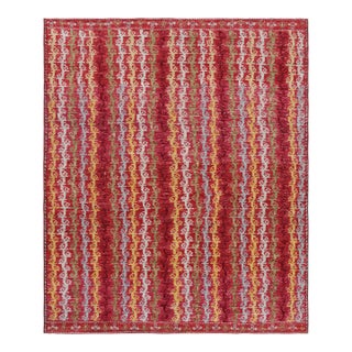 Rug & Kilim’s Tribal Style Rug in Red With Colorful Geometric Stripes For Sale