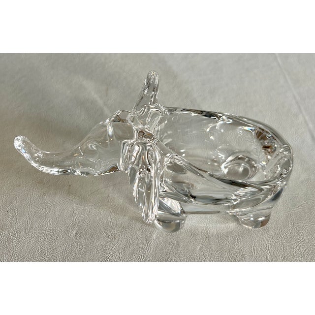 Traditional Vannes Le Chatel France Crystal Art Glass Elephant Candy Bowl Dish Jewelry Dish For Sale - Image 3 of 14